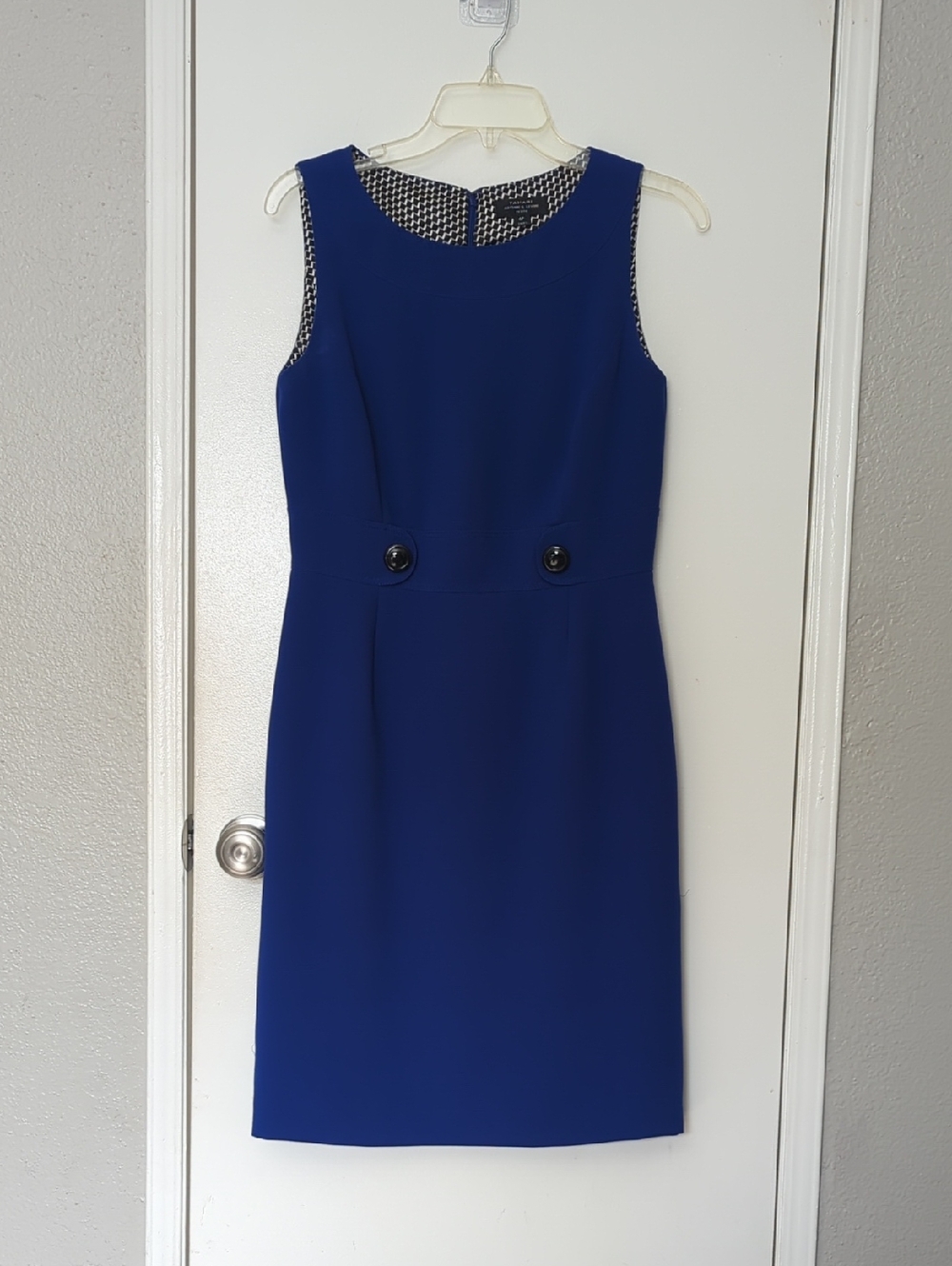 Tahari 4 Petite Sleeveless Cobalt Blue Midi Sheath Dress